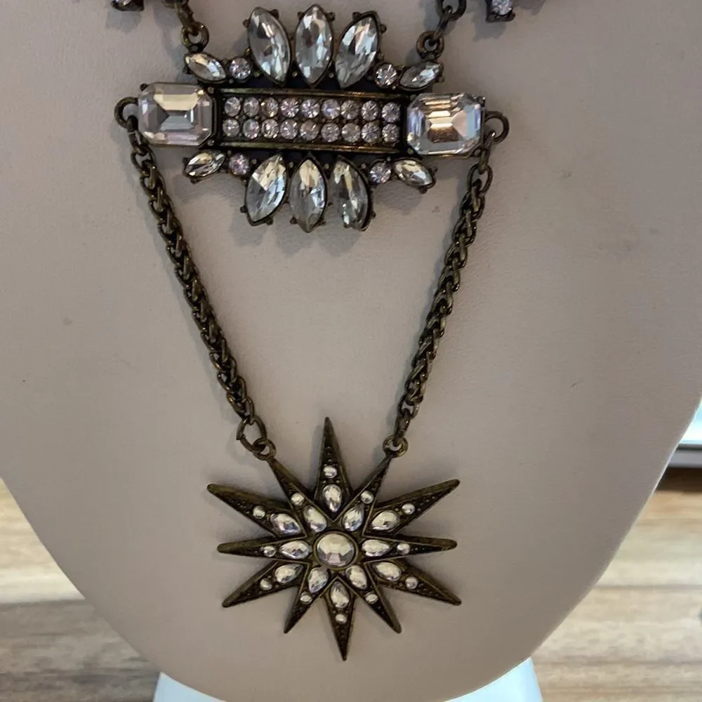 Abercrombie & Fitch Necklace NWT rusty gold color white stones